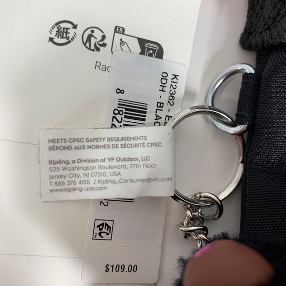 NWT $109 KIPLING Eleva Black Nylon Tote Messenger Shoulder Crossbody Bag - Picture 6 of 10